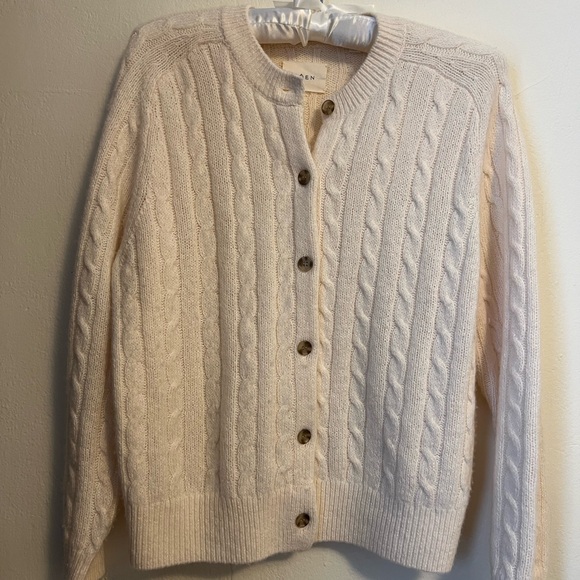 Doen Sweaters - Doen Penrose Women's Cream Cable Knit cardigan Sweater